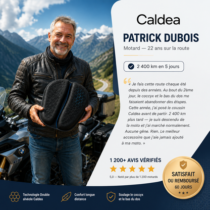Caldea Gel Rider — Coussin de selle moto confort longue distance