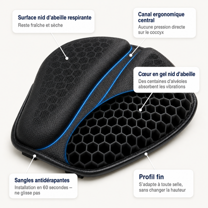 Caldea Gel Rider — Coussin de selle moto confort longue distance